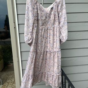 ARULA Floral Long Sleeve Dress - Pink and Purple hydrangea dress